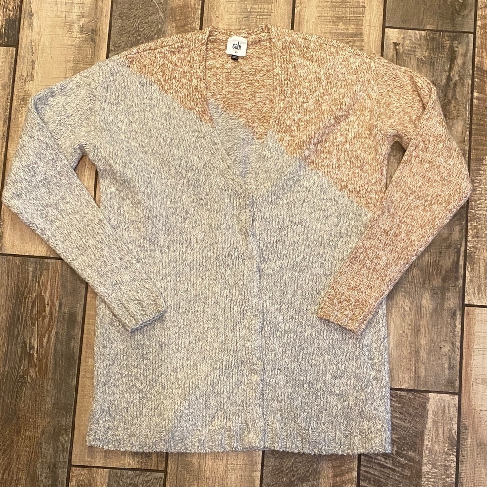CAbi Women's Beige and Gray Cardigan Sweater